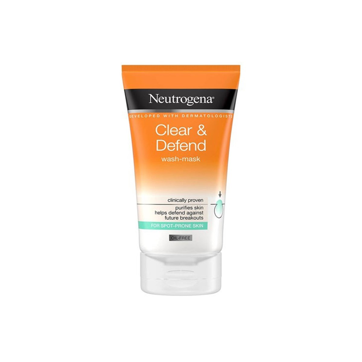 neutrogena-clear44 ماسک شوینده ضدلک نوتروژینا مدل Clear & Defend حجم 150 میلی لیتر - Image 1